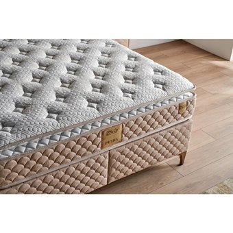 Mobilya Dükkanım Petra 150 x 200 cm Ayrılabilen Yataklı Başlıklı Çift Kişilik Sandıklı Baza Seti Krem