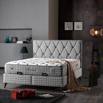 Armis Samoa 180 x 200 cm Yataklı Başlıklı Çift Kişilik Sandıklı Baza Seti Vizon