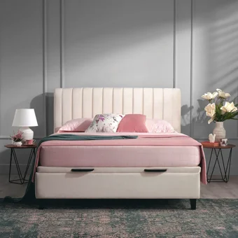 Yataş Mega 140 x 200 cm Başlıklı Çift Kişilik Sandıklı Baza Seti Krem