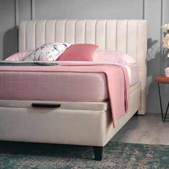 Yataş Mega 140 x 200 cm Başlıklı Çift Kişilik Sandıklı Baza Seti Krem