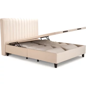 Yataş Mega 140 x 200 cm Başlıklı Çift Kişilik Sandıklı Baza Seti Krem