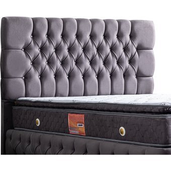 Setay Roma 200 x 150 cm Ayrılabilen Yataklı Başlıklı Çift Kişilik Sandıklı Baza Seti Antrasit
