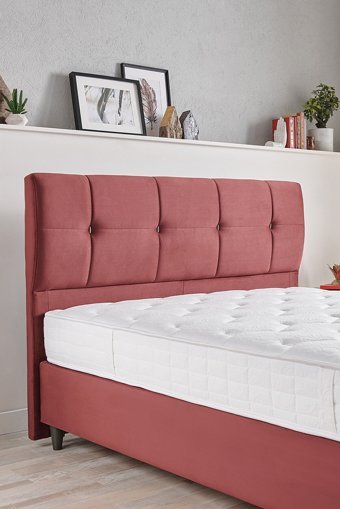 Yataş Lento 120 x 200 cm Başlıklı Çift Kişilik Sandıklı Baza Seti Bordo