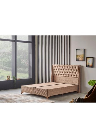 Md Green Energy 150 x 200 cm Ayrılabilen Başlıklı Çift Kişilik Sandıklı Baza Seti Bej