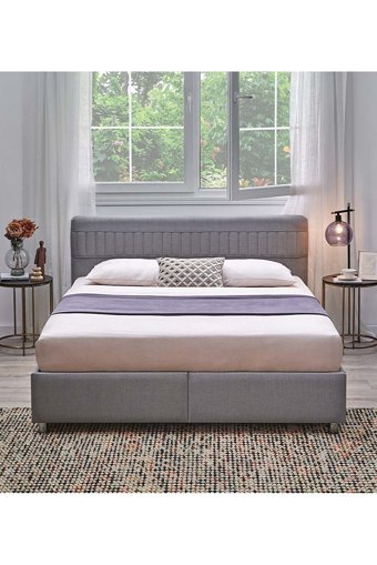 Yataş Nano 120 x 200 cm Başlıklı Çift Kişilik Sandıklı Baza Seti Gri