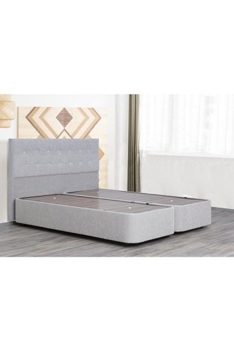 Vivense Sevgi 150 x 190 cm Başlıklı Çift Kişilik Sandıklı Baza Seti Gri