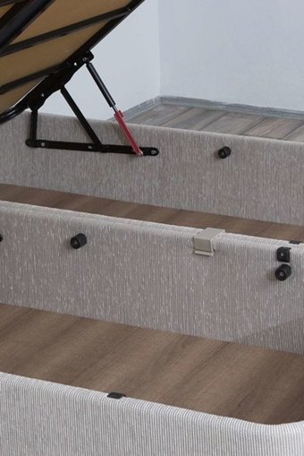 Vivense Sevgi 150 x 190 cm Başlıklı Çift Kişilik Sandıklı Baza Seti Gri