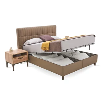 Enza Home Sona 180 x 200 cm Ayrılabilen Başlıklı Çift Kişilik Sandıklı Baza Seti Vizon