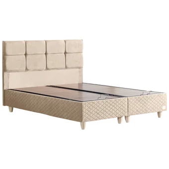Cesur Gümüş 150 x 200 cm Ayrılabilen Yataklı Başlıklı Çift Kişilik Sandıklı Baza Seti Krem