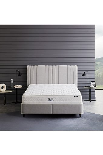 Yataş Liven 180 x 200 cm Yataklı Başlıklı Çift Kişilik Sandıklı Baza Seti Açık Gri