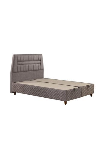 Mobilya Dükkanım Favori 140 x 190 cm Yataklı Başlıklı Çift Kişilik Sandıklı Baza Seti Gri