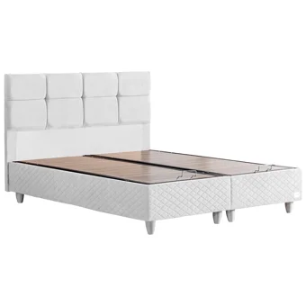 Cesur Gümüş 150 x 200 cm Ayrılabilen Başlıklı Çift Kişilik Sandıklı Baza Seti Beyaz