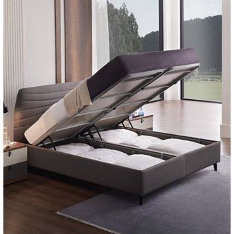 Enza Home Cordell 160 x 200 cm Ayrılabilen Başlıklı Çift Kişilik Sandıklı Baza Seti Gri
