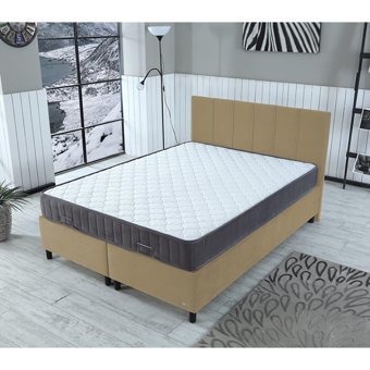 İpek Mobilya Alto 150 x 200 cm Ayrılabilen Yataklı Başlıklı Çift Kişilik Sandıklı Baza Seti Bej
