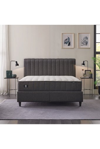 Yataş Lento 160 x 200 cm Yataklı Başlıklı Çift Kişilik Sandıklı Baza Seti Siyah