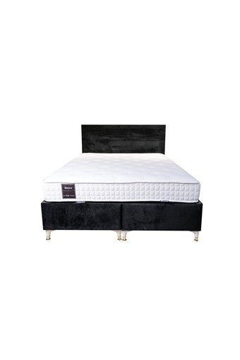 Lotus Yatak 150 x 200 cm Başlıklı Çift Kişilik Baza Siyah