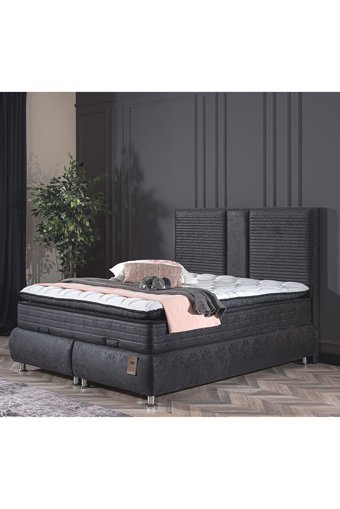 Weltew Home Yakamoz 150 x 200 cm Ayrılabilen Başlıklı Çift Kişilik Sandıklı Baza Seti Siyah