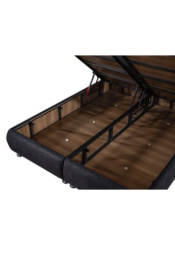 Weltew Home Yakamoz 150 x 200 cm Ayrılabilen Başlıklı Çift Kişilik Sandıklı Baza Seti Siyah