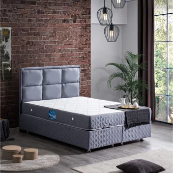 Setay Orthosoft 200 x 160 cm Ayrılabilen Yataklı Başlıklı Çift Kişilik Sandıklı Baza Seti Açık Mavi