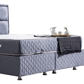 Setay Orthosoft 200 x 160 cm Ayrılabilen Yataklı Başlıklı Çift Kişilik Sandıklı Baza Seti Açık Mavi