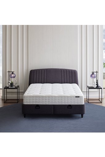 Yataş Canto 180 x 200 cm Yataklı Başlıklı Çift Kişilik Sandıklı Baza Seti Antrasit