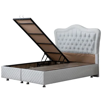 Setay Camelli 180 x 200 cm Ayrılabilen Başlıklı Çift Kişilik Sandıklı Baza Seti Beyaz