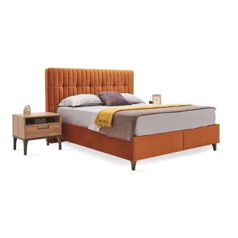 Enza Home Sona 150 x 200 cm Ayrılabilen Başlıklı Çift Kişilik Sandıklı Baza Seti Turuncu