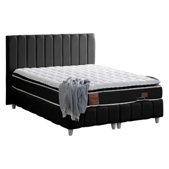 Cesur Narva 160 x 200 cm Ayrılabilen Başlıklı Çift Kişilik Sandıklı Baza Seti Antrasit