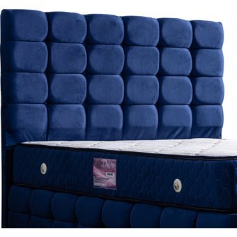 Setay Duke Lüx 160 x 200 cm Ayrılabilen Yataklı Başlıklı Çift Kişilik Sandıklı Baza Seti Lacivert