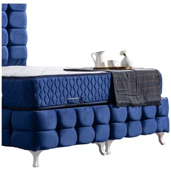 Setay Duke Lüx 160 x 200 cm Ayrılabilen Yataklı Başlıklı Çift Kişilik Sandıklı Baza Seti Lacivert