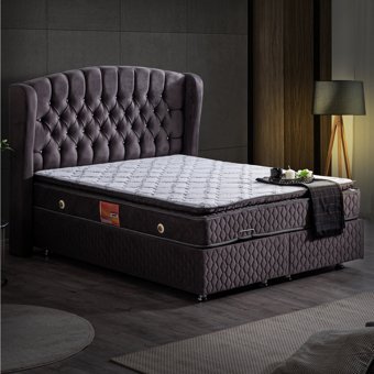 Setay Nice 200 x 150 cm Ayrılabilen Yataklı Başlıklı Çift Kişilik Sandıklı Baza Seti Antrasit