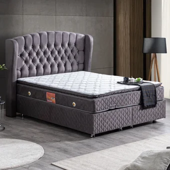 Setay Nice 200 x 150 cm Ayrılabilen Yataklı Başlıklı Çift Kişilik Sandıklı Baza Seti Antrasit