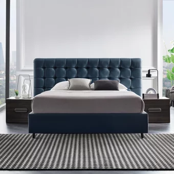 Enza Home Giorno 180 x 200 cm Başlıklı Çift Kişilik Sandıklı Baza Seti Mavi