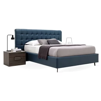 Enza Home Giorno 180 x 200 cm Başlıklı Çift Kişilik Sandıklı Baza Seti Mavi