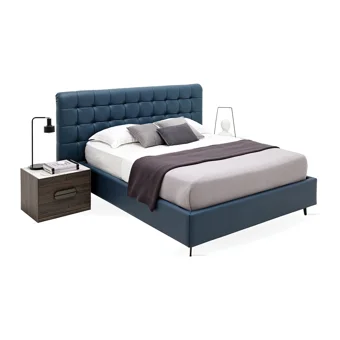 Enza Home Giorno 180 x 200 cm Başlıklı Çift Kişilik Sandıklı Baza Seti Mavi