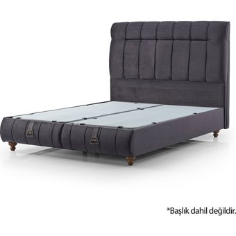 Armis Barok 200 x 200 cm Başlıksız Çift Kişilik Sandıklı Baza Antrasit