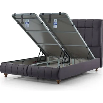 Armis Barok 200 x 200 cm Başlıksız Çift Kişilik Sandıklı Baza Antrasit