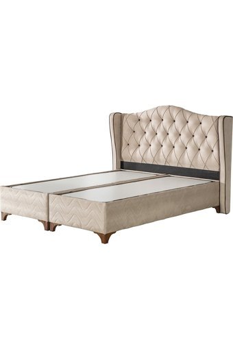 Hammak Home Saltanat 180 x 200 cm Ayrılabilen Başlıklı Çift Kişilik Sandıklı Baza Seti Bej