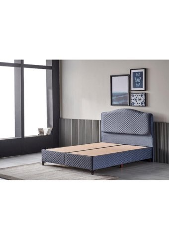 Md Domino 140 x 190 cm Ayrılabilen Başlıklı Çift Kişilik Sandıklı Baza Seti Mavi