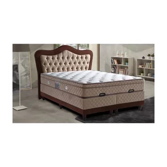 Zelis Mobilya Comford 160 x 200 cm Yataklı Başlıklı Çift Kişilik Sandıklı Baza Seti Kahverengi
