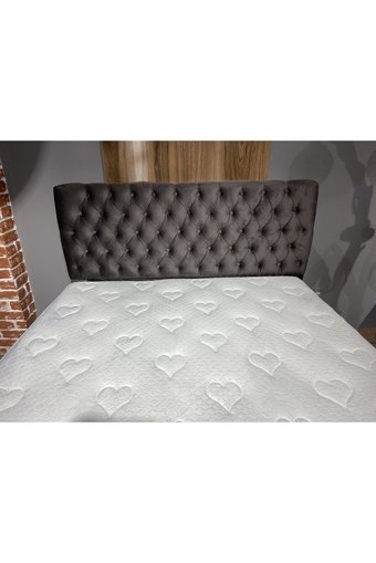 Canpolat Pazarlama Prestij 150 x 200 cm Ayrılabilen Başlıklı Çift Kişilik Sandıklı Baza Seti Antrasit