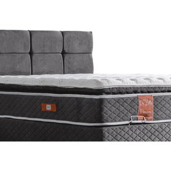 Cesur Gümüş 150 x 200 cm Ayrılabilen Yataklı Başlıklı Çift Kişilik Sandıklı Baza Seti Antrasit