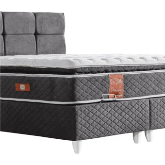Cesur Gümüş 150 x 200 cm Ayrılabilen Yataklı Başlıklı Çift Kişilik Sandıklı Baza Seti Antrasit