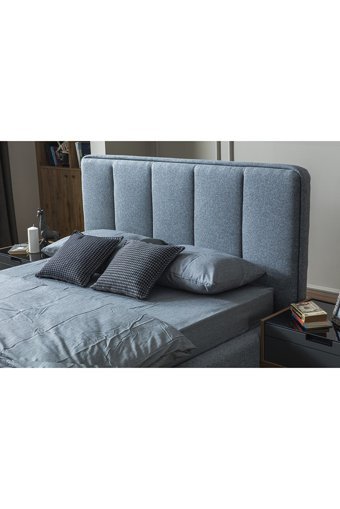 Decomo Home Zett 160 x 200 cm Yataklı Başlıklı Çift Kişilik Sandıklı Baza Seti Mavi