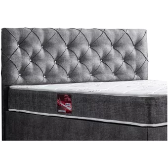Setay Eylül 180 x 200 cm Ayrılabilen Yataklı Başlıklı Çift Kişilik Sandıklı Baza Seti Gri