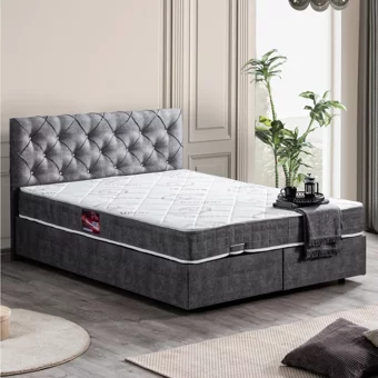 Setay Eylül 180 x 200 cm Ayrılabilen Yataklı Başlıklı Çift Kişilik Sandıklı Baza Seti Gri