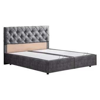 Setay Eylül 180 x 200 cm Ayrılabilen Yataklı Başlıklı Çift Kişilik Sandıklı Baza Seti Gri