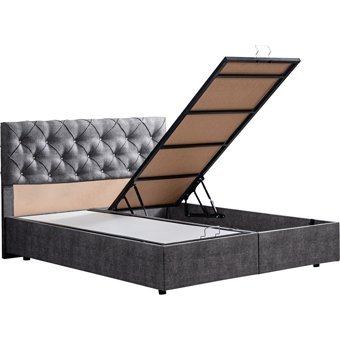 Setay Eylül 180 x 200 cm Ayrılabilen Yataklı Başlıklı Çift Kişilik Sandıklı Baza Seti Gri