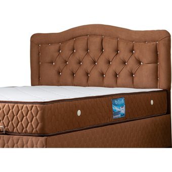 Setay Şah 200 x 160 cm Ayrılabilen Yataklı Başlıklı Çift Kişilik Sandıklı Baza Seti Açık Kahverengi