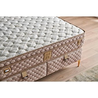 Mobilya Dükkanım Niobe 150 x 200 cm Ayrılabilen Yataklı Başlıklı Çift Kişilik Sandıklı Baza Seti Krem